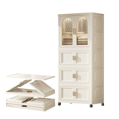 Modern Rolling Wardrobe for Small Spaces with Magnetic Door