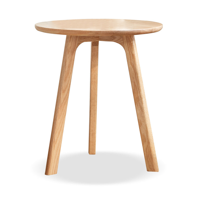 Modern Solid Oak Round End Table for Living Room