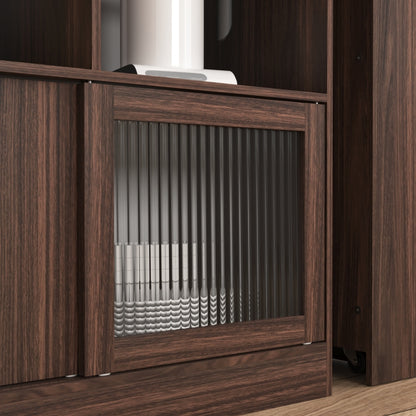 Modern Walnut Bar Cabinet for Dining, Rotating Top