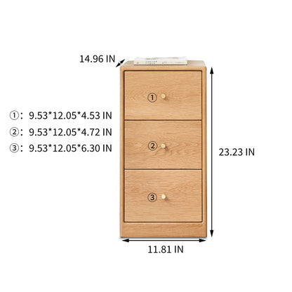 Solid Oak Corner Nightstand for Bedroom with Storage