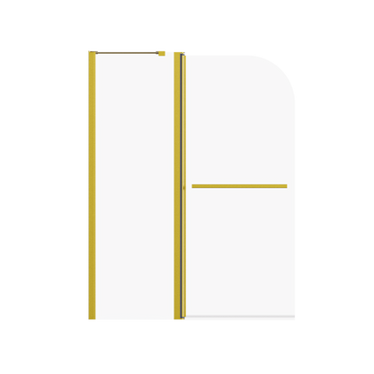 Frameless Folding Tub Door, Brushed Gold, 1/4" Tempered
