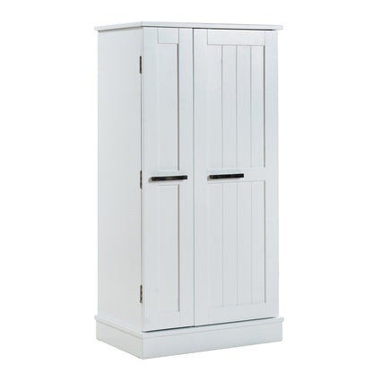 Modern White Pantry Cabinet for Kitchen, Adjustable Shelves