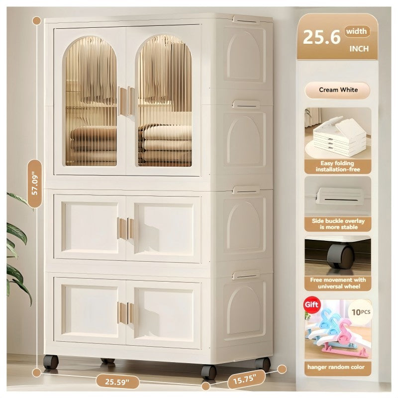 Modern Rolling Wardrobe for Small Spaces with Magnetic Door