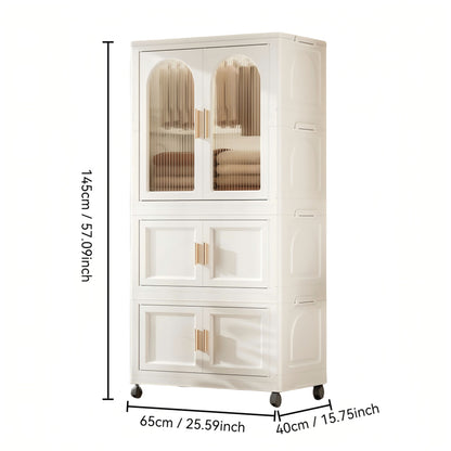 Modern Rolling Wardrobe for Small Spaces with Magnetic Door