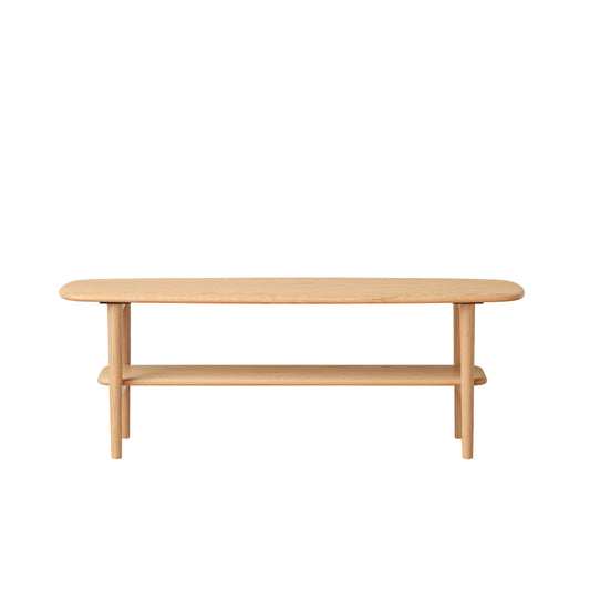 Minimalist Home Coffee Table, Solid Wood Top with Shelf