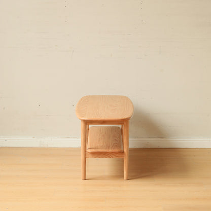 Minimalist Home Coffee Table, Solid Wood Top with Shelf