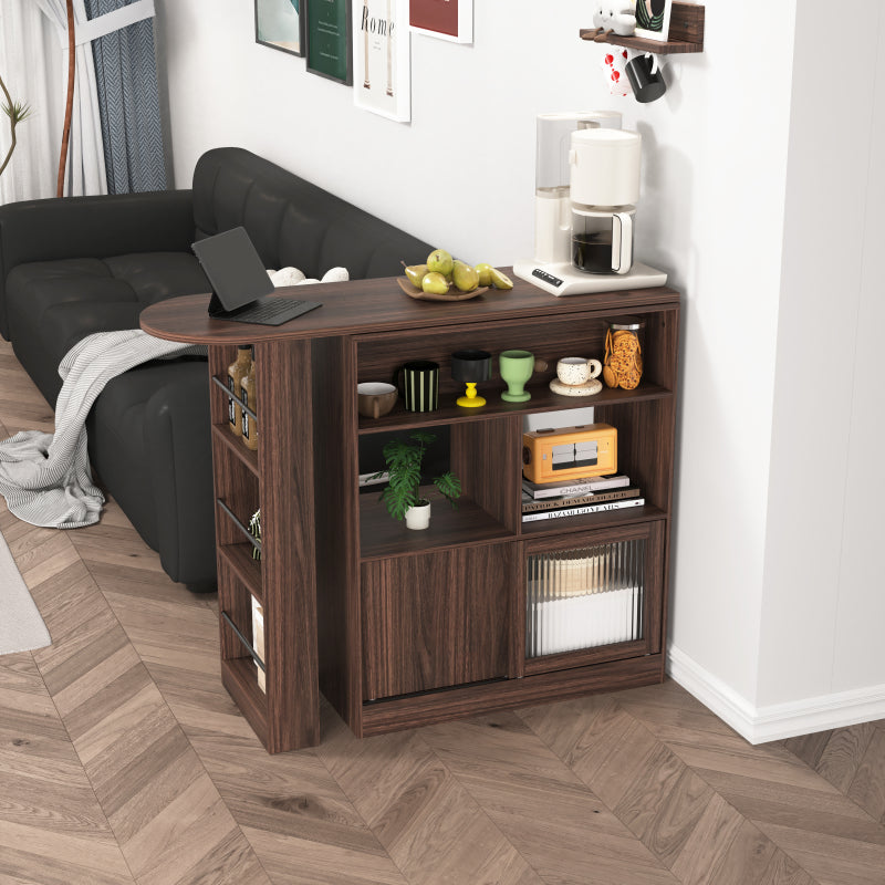 Modern Walnut Bar Cabinet for Dining, Rotating Top