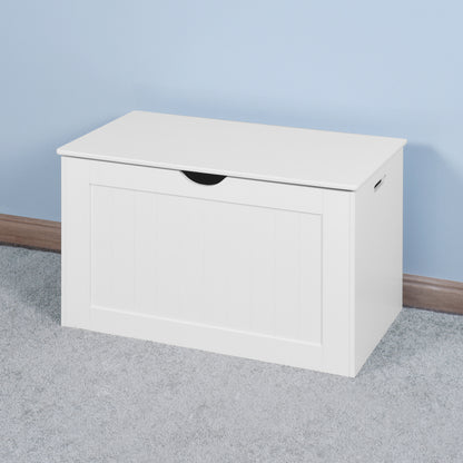 Modern White Lift-Top Toy Box for Entryway, Safety Hinges