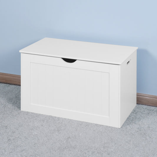 Modern White Lift-Top Toy Box for Entryway, Safety Hinges