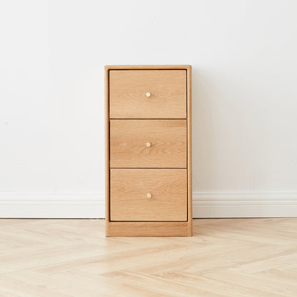 Solid Oak Corner Nightstand for Bedroom with Storage