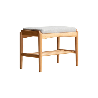 Walnut Solid Wood Entryway Shoe Bench with Cushioned Seat