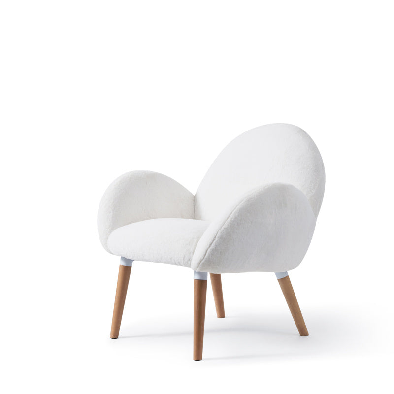 Scandi Accent Chair for Living Room, Solid Beech & Sherpa