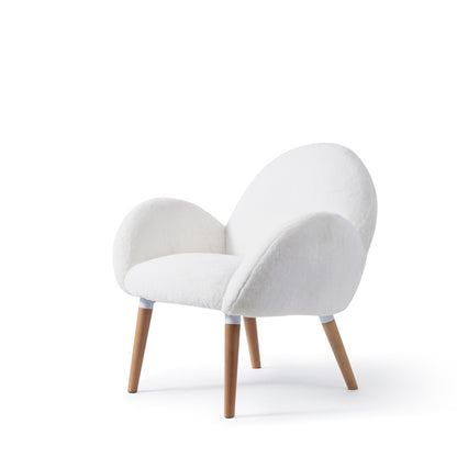 Scandi Accent Chair for Living Room, Solid Beech & Sherpa