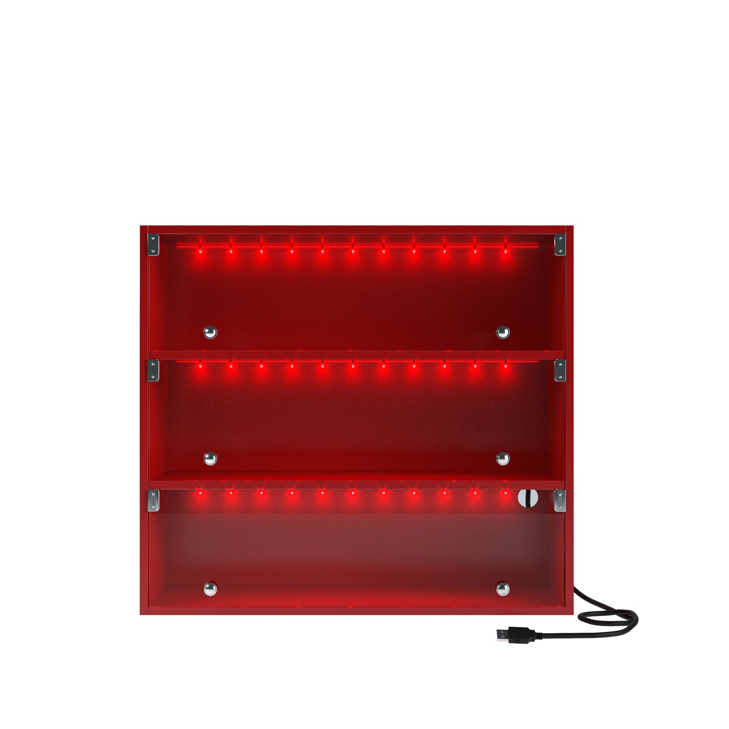 Modern Red LED Shoe Cabinet, Entryway 3-Tier Glass Doors