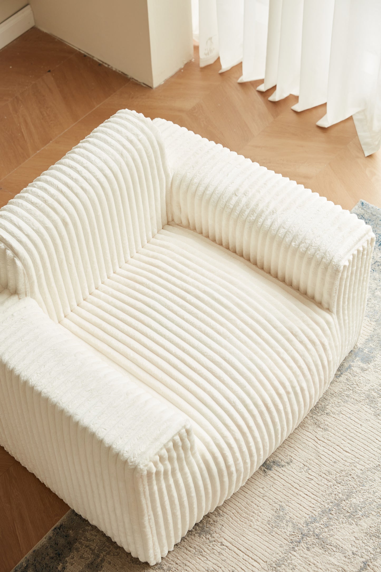 MAXYOYO Plush Bean Bag Sofa for Living Room, Arms & Pillows