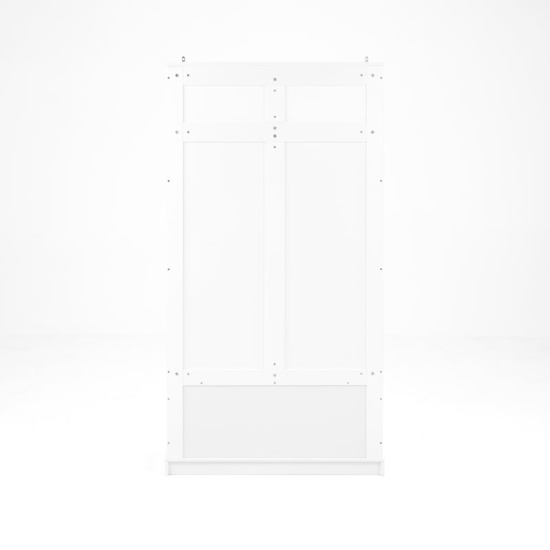 Modern White Hall Tree Bench, Entryway Shoe Storage, 5 Hooks