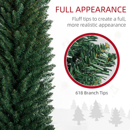 HOMCOM 8ft Pencil Christmas Tree for Corners, Realistic Tips